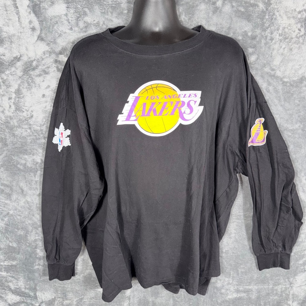 Majestic Los Angeles Lakers Mens Long Sleeve T Shirt Size 4X NBA Christmas Black